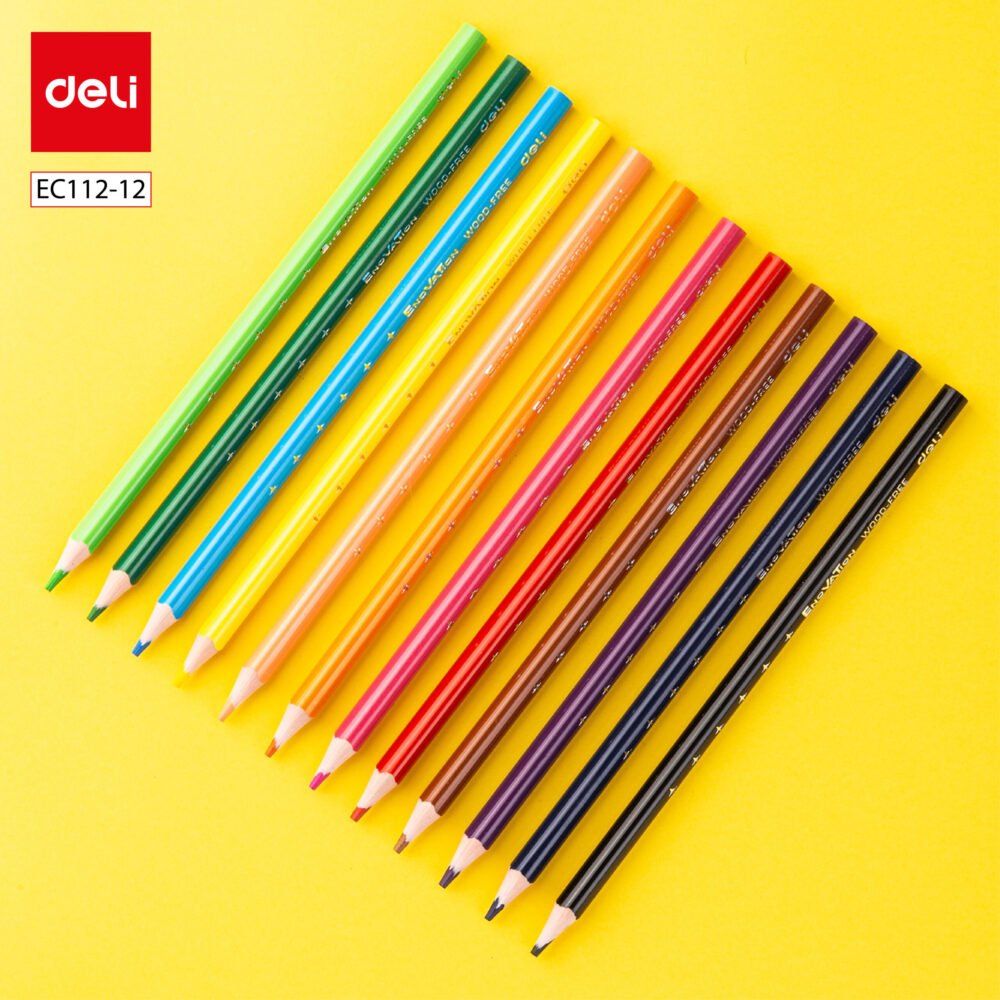 ديلي أقلام تلوين بلاستيك طويل - إينوڤيشن علبة اسطوانية - 12 لون EC112-12